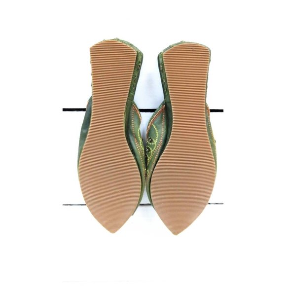 Vintage metallic embroidered beaded Indian flat mule faux suede sandals - Picture 7 of 7